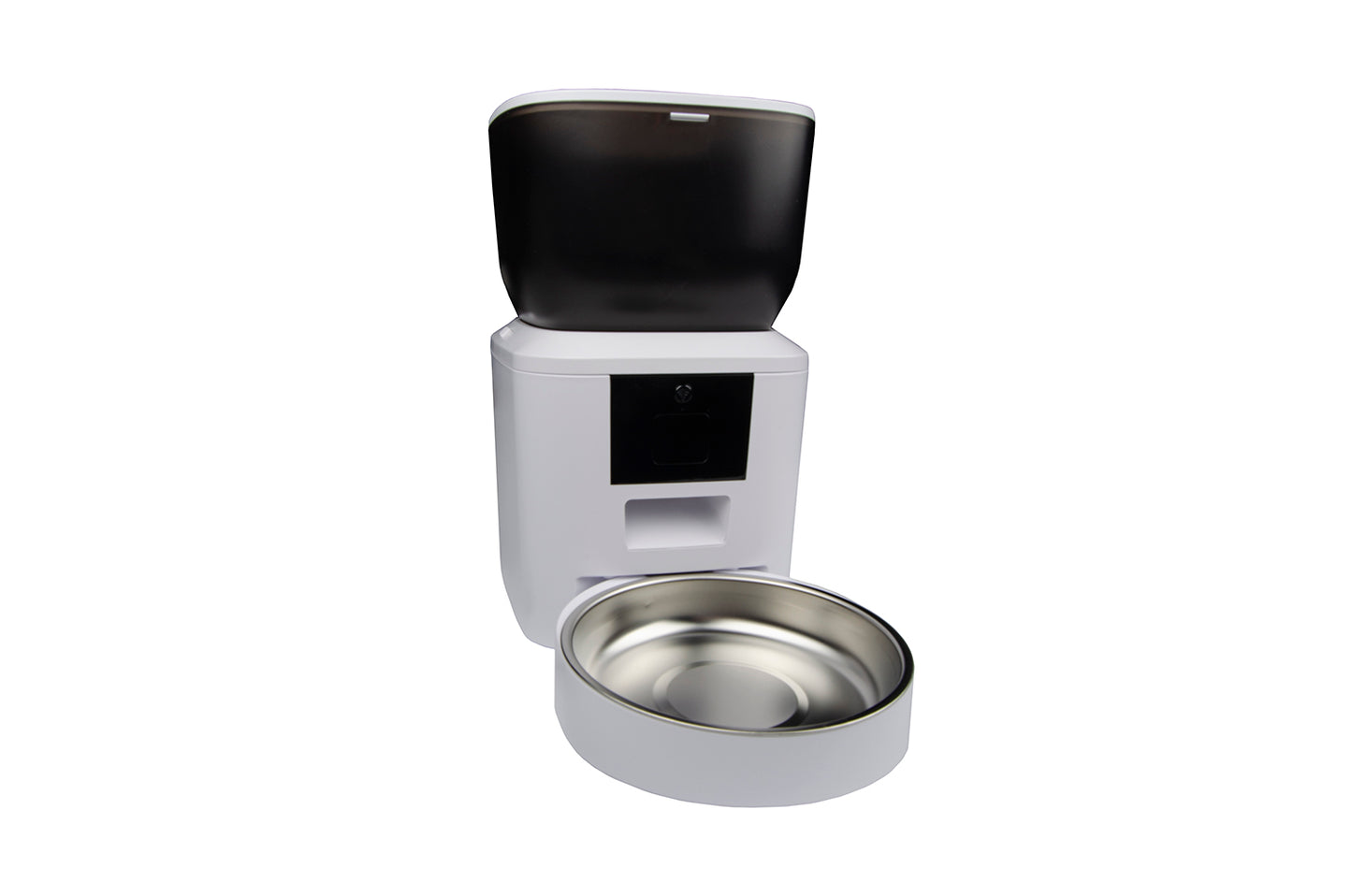 Smart pet feeder Myers PFD-W4 bianco con ciotola inox, dispenser automatico cibo per animali