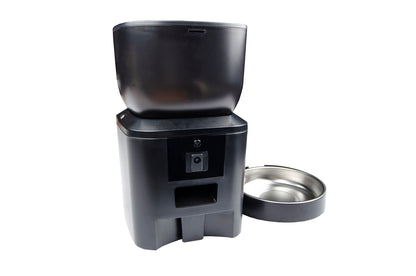 Smart pet feeder Myers PFD-C4 nero con ciotola in acciaio inox per automazione casa