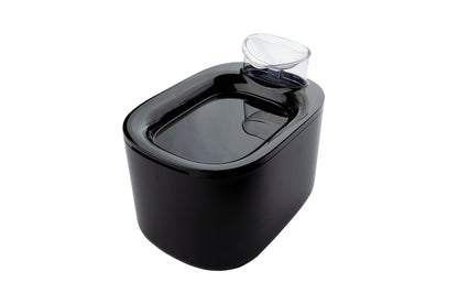 Fontana per animali nera con serbatoio d'acqua trasparente, design moderno e funzionale